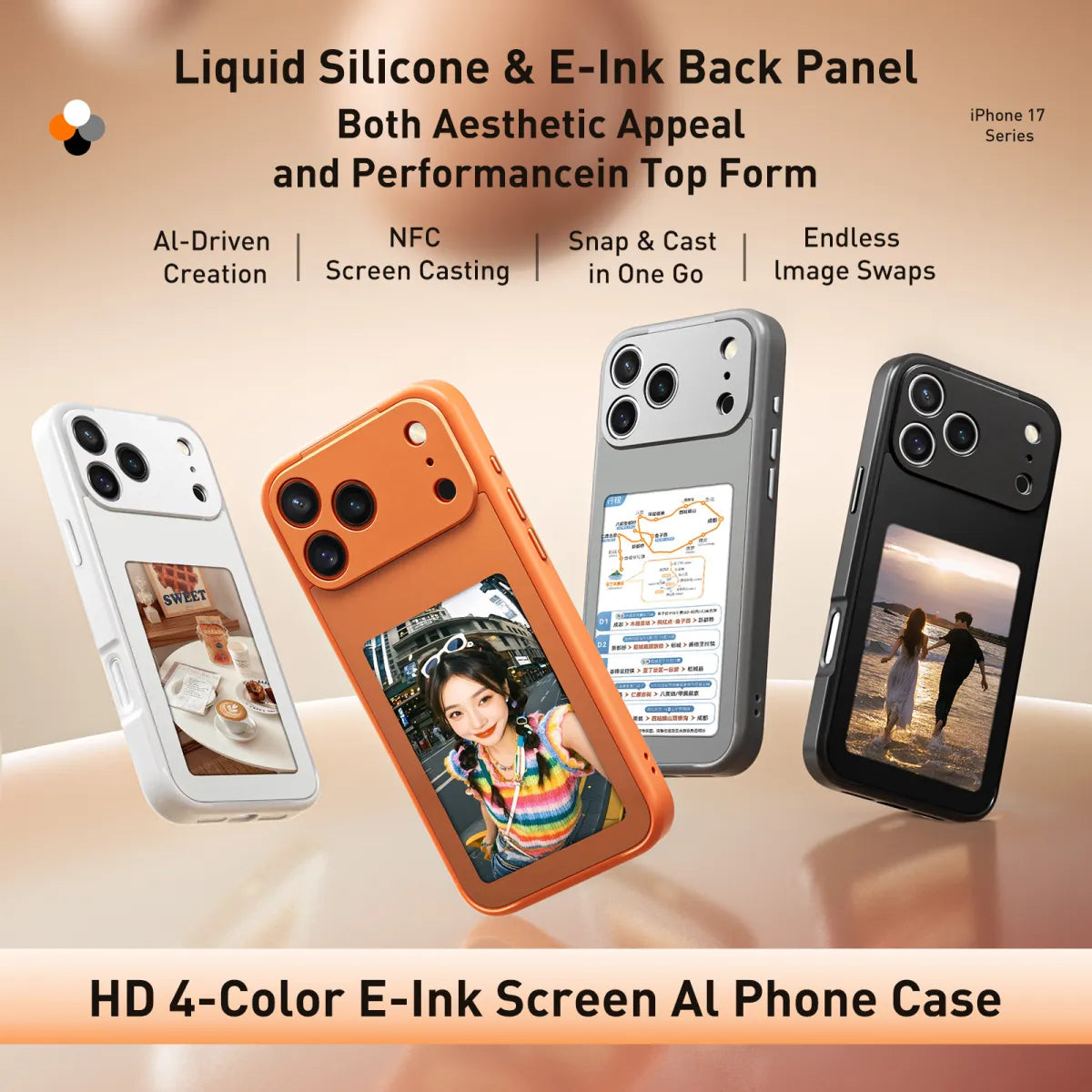 E-ink NFC Dry Screen iPhone 17, 17 Pro, 17 Pro Mex Phone Case